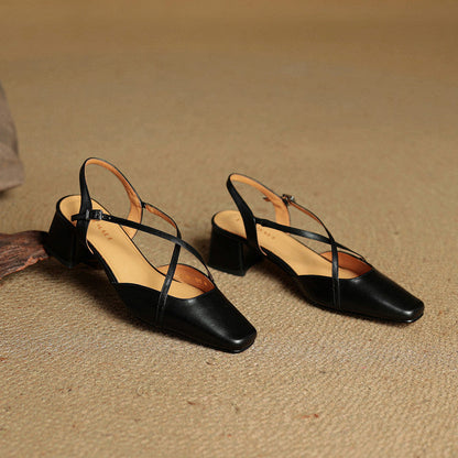 Closed-toe block-heel buckle sandals for women | Cecelia -10