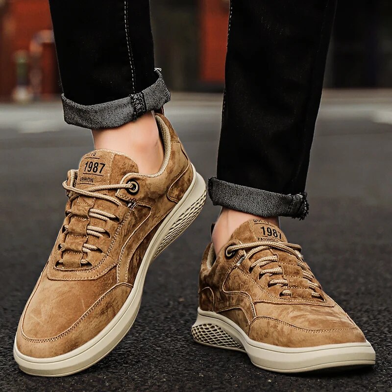 Suede cushioned casual everyday trainers for men | 1987 -16