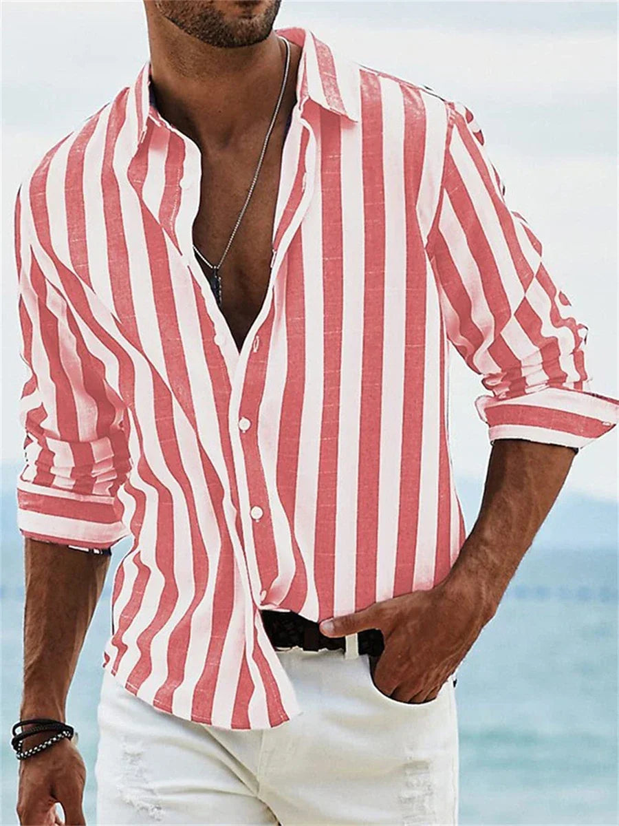 Light striped relaxed summer shirt for men | James Air -3