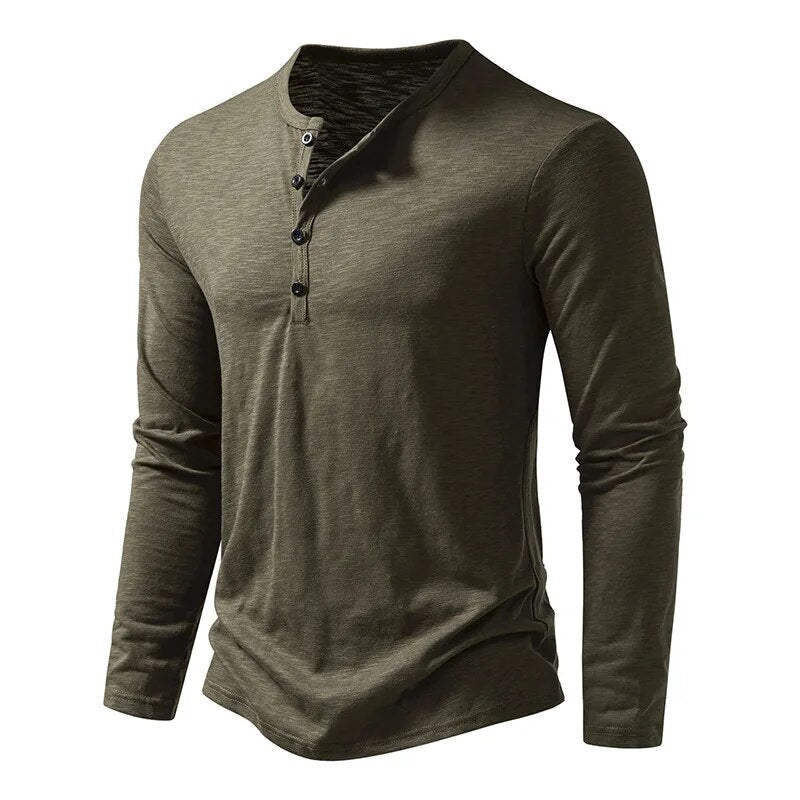 Slim-fit cotton henley casual shirt for men | Dixon -5