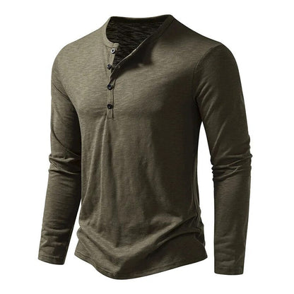 Slim-fit cotton henley casual shirt for men | Dixon -5