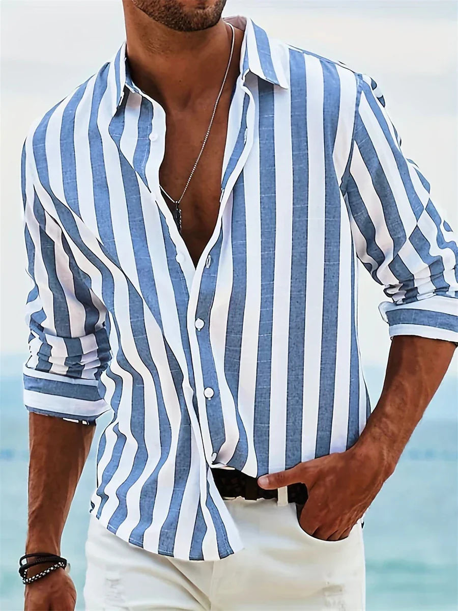 Light striped relaxed summer shirt for men | James Air -1