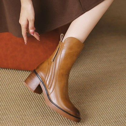 High-heel metal-zip ankle boots for women | Selene -5