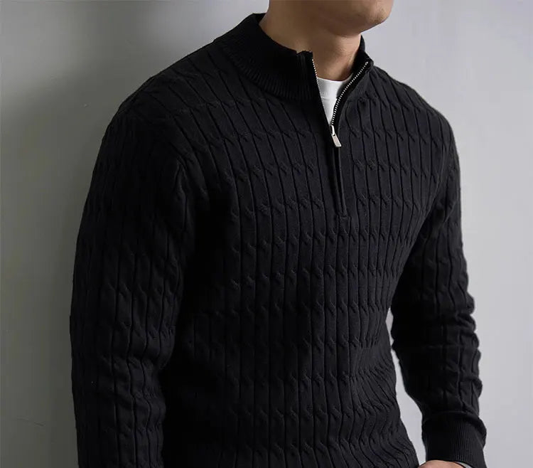 Cable-knit half-zip warm pullover for men | Ellison -6