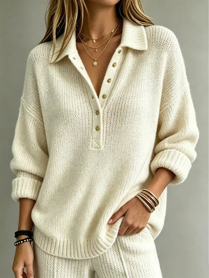 Alma | Women's Button Neck Polo Sweater