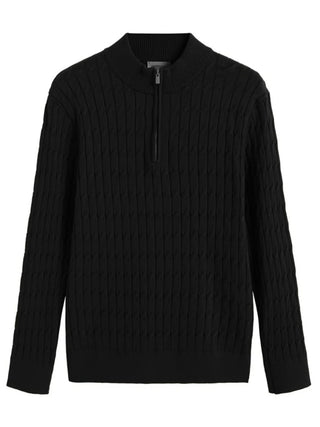 Cable-knit half-zip warm pullover for men | Ellison -5