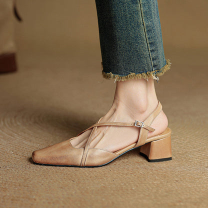 Closed-toe block-heel buckle sandals for women | Cecelia -12