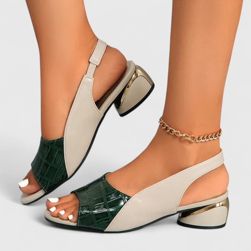 Della | Women's Leather Open Toe Buckle Sandal