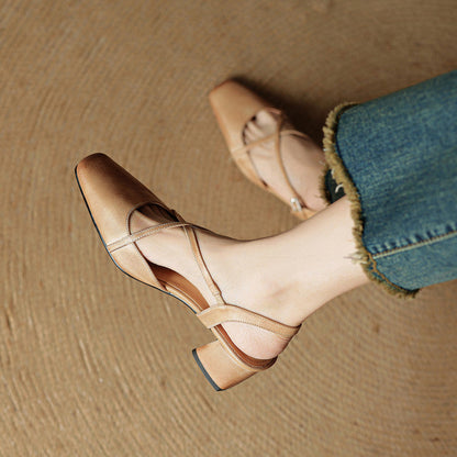 Closed-toe block-heel buckle sandals for women | Cecelia -13