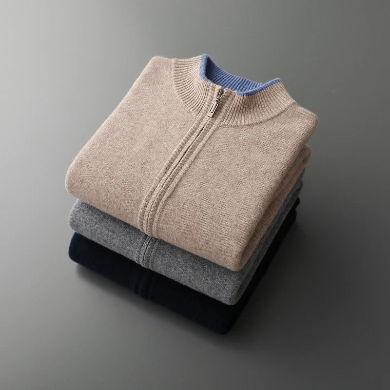 Pure cashmere zip everyday jacket for men | Riku -14