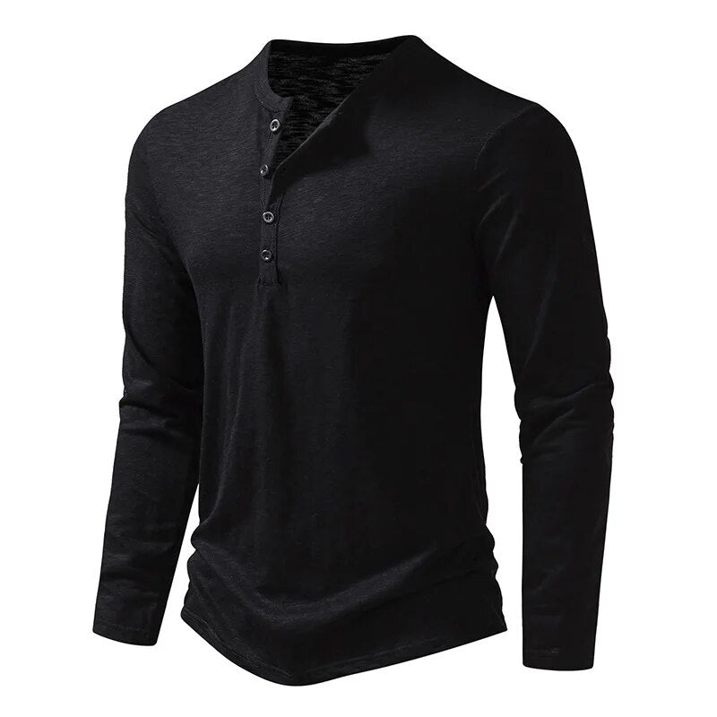 Slim-fit cotton henley casual shirt for men | Dixon -15