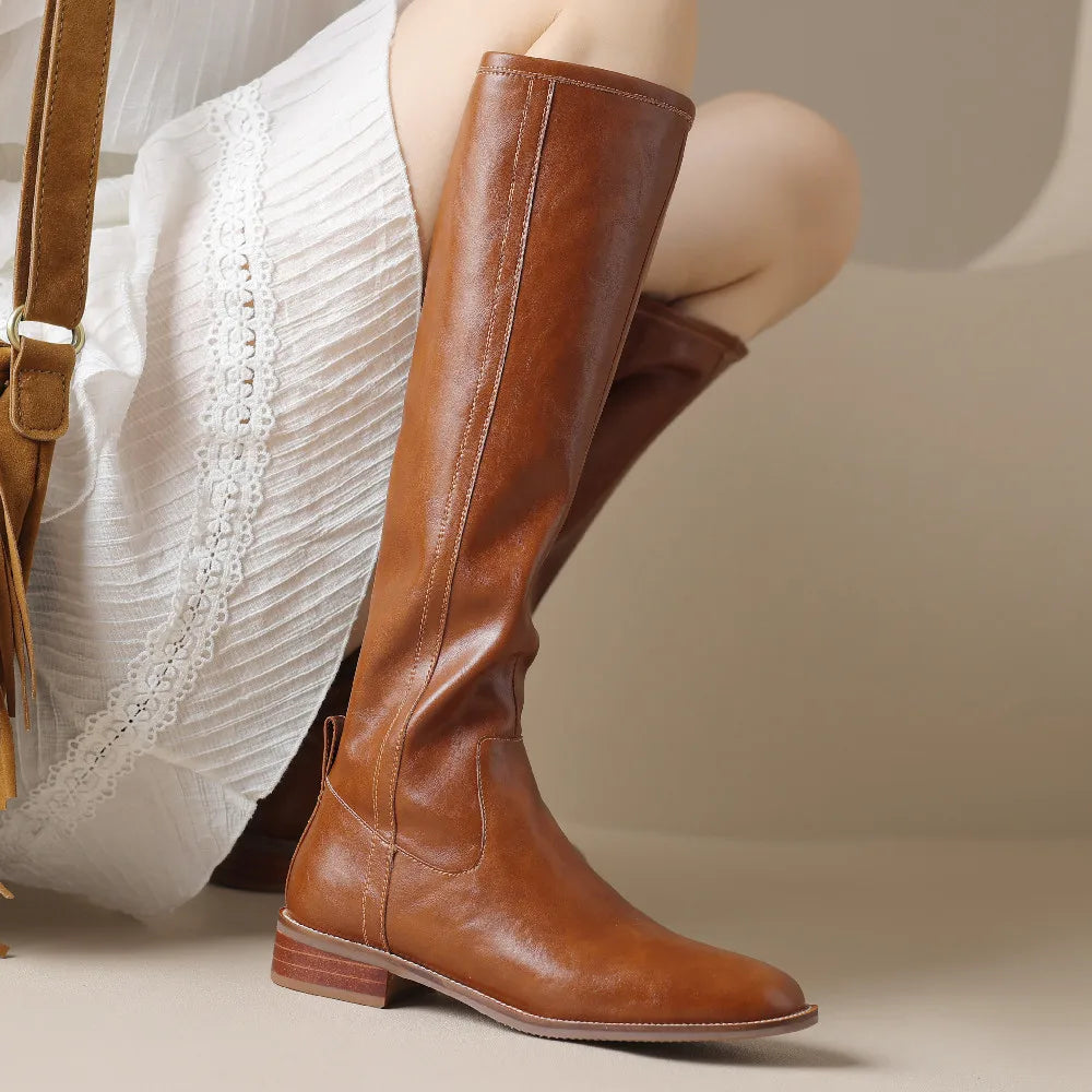 Adeline Knee-High Leather Boots for Women | Seradina