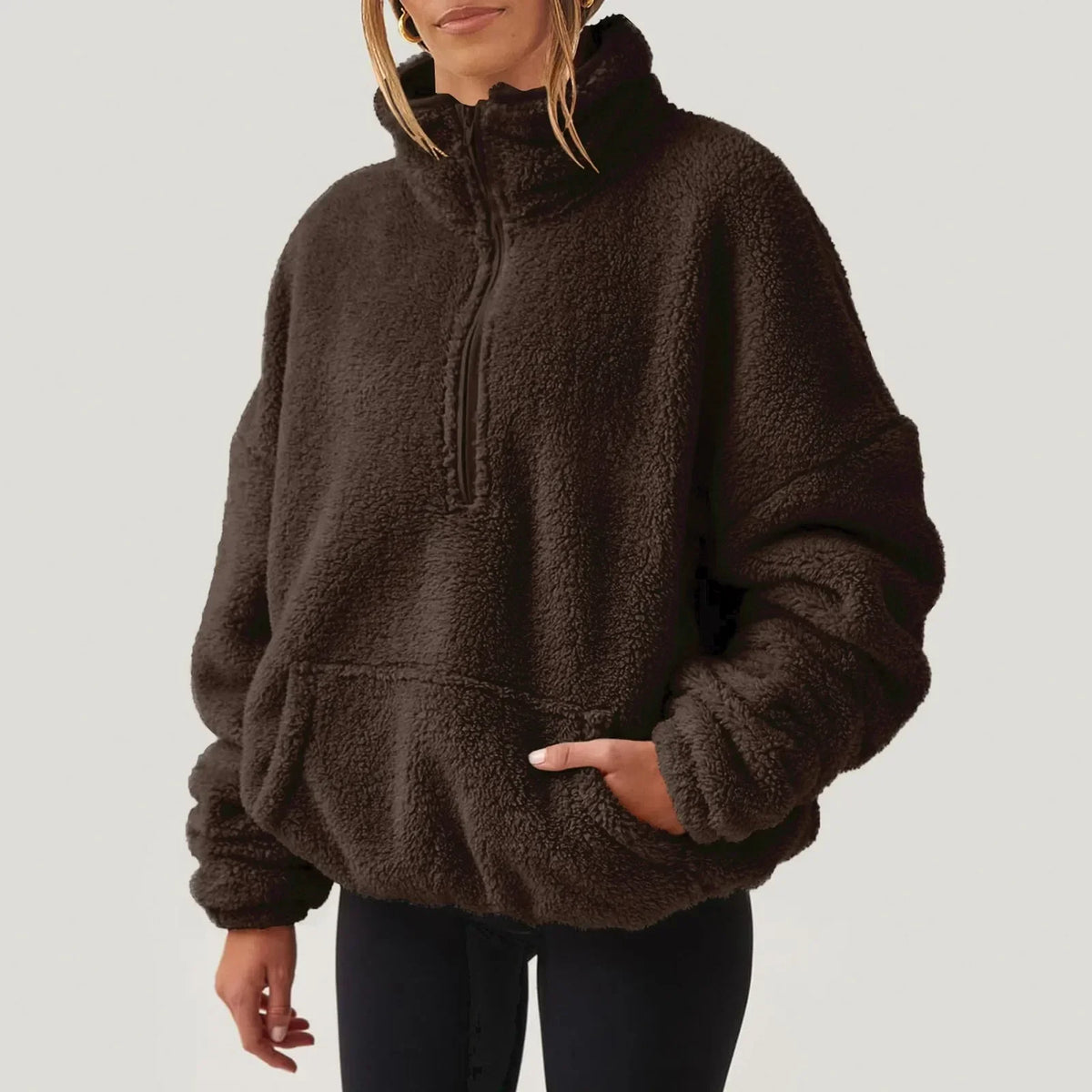 Plush half-zip cosy pullover for men | Alpine -2