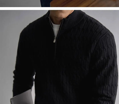 Cable-knit half-zip warm pullover for men | Ellison -9
