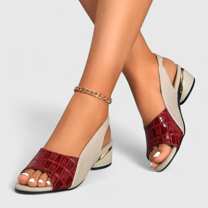 Della | Women's Leather Open Toe Buckle Sandal