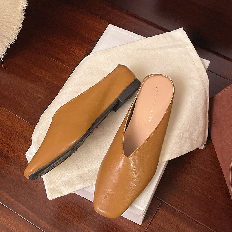 Vegan leather low-cut slip-on everyday flats for women | Vale -2