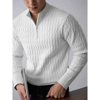 Cable-knit half-zip warm pullover for men | Ellison -23