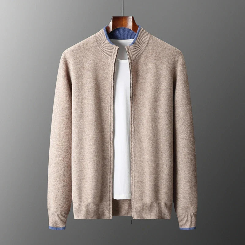 Pure cashmere zip everyday jacket for men | Riku -9
