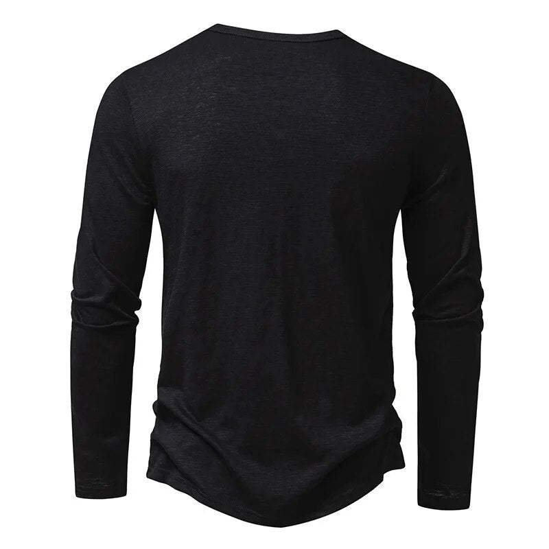 Slim-fit cotton henley casual shirt for men | Dixon -17