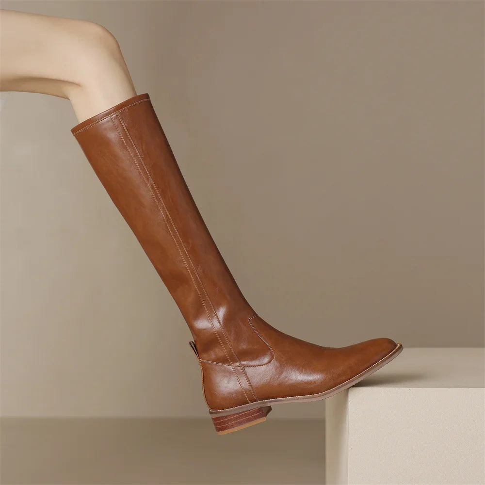 Adeline Knee-High Leather Boots for Women | Seradina