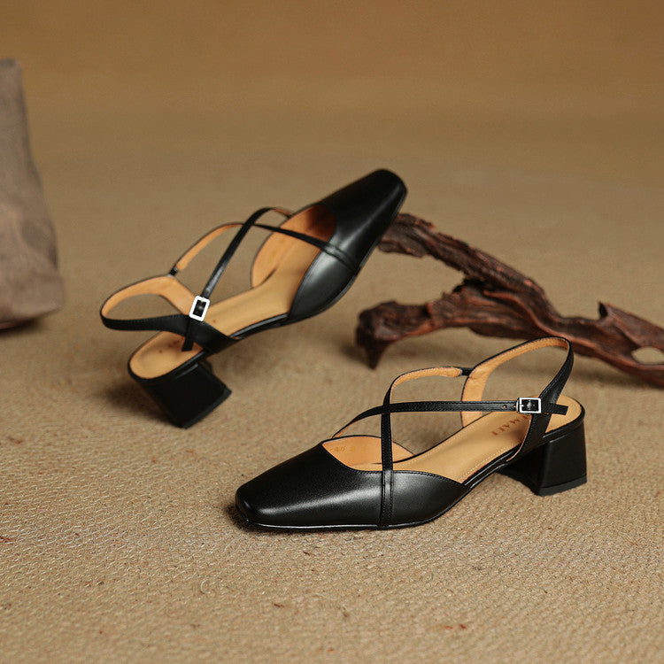 Closed-toe block-heel buckle sandals for women | Cecelia -9
