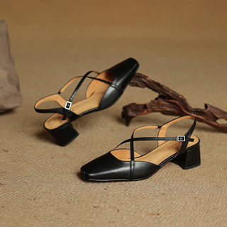Closed-toe block-heel buckle sandals for women | Cecelia -9