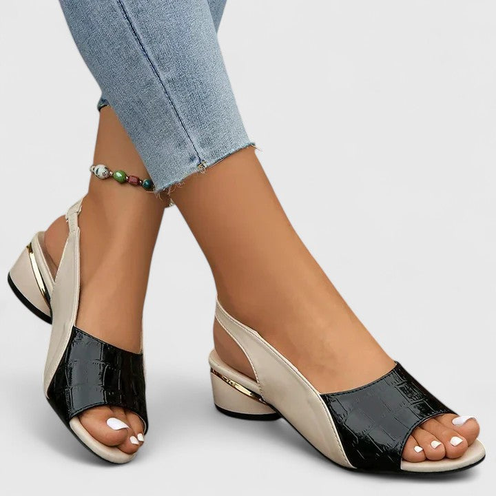 Della | Women's Leather Open Toe Buckle Sandal