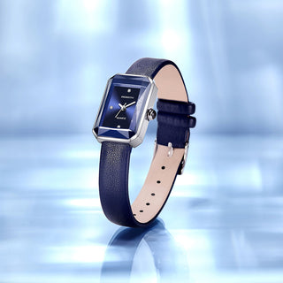 Slim rectangular leather-strap wristwatch for women | Aurora -10