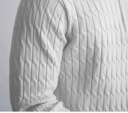 Cable-knit half-zip warm pullover for men | Ellison -22