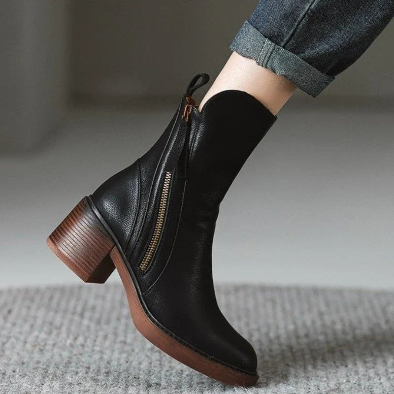 High-heel metal-zip ankle boots for women | Selene -6
