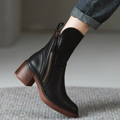 High-heel metal-zip ankle boots for women | Selene -6