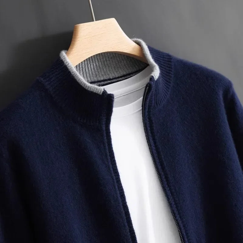 Pure cashmere zip everyday jacket for men | Riku -8