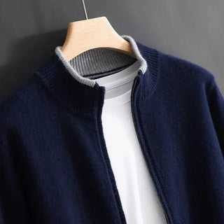 Pure cashmere zip everyday jacket for men | Riku -8