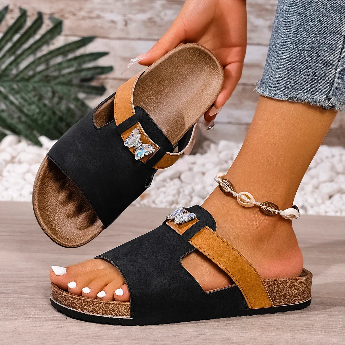 Jasper | Cork Sole Buckle Slide Sandal