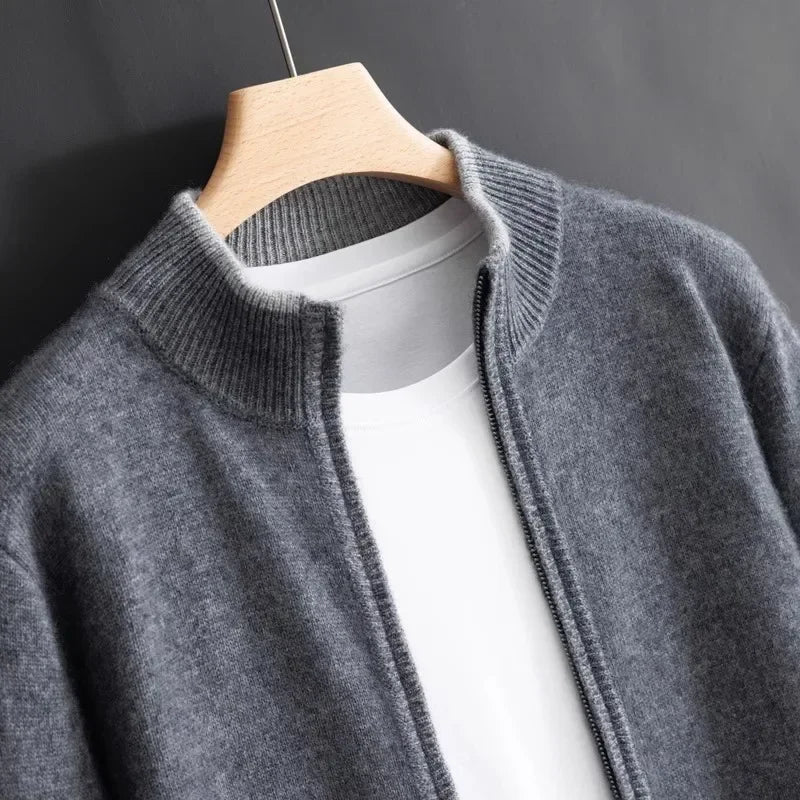 Pure cashmere zip everyday jacket for men | Riku -4