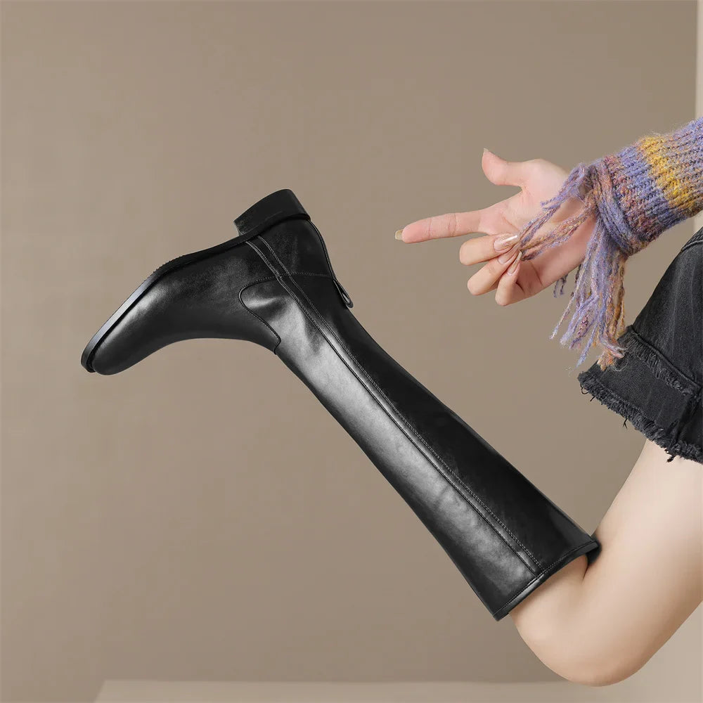Adeline Knee-High Leather Boots for Women | Seradina
