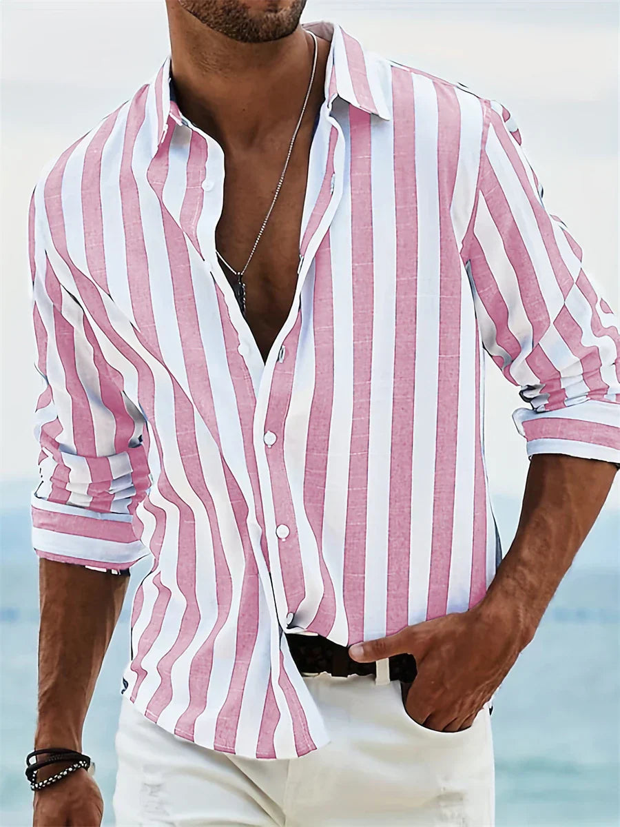Light striped relaxed summer shirt for men | James Air -4