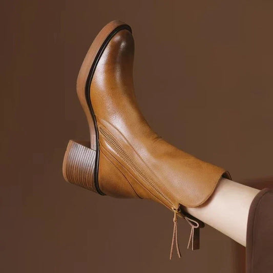 High-heel metal-zip ankle boots for women | Selene -1