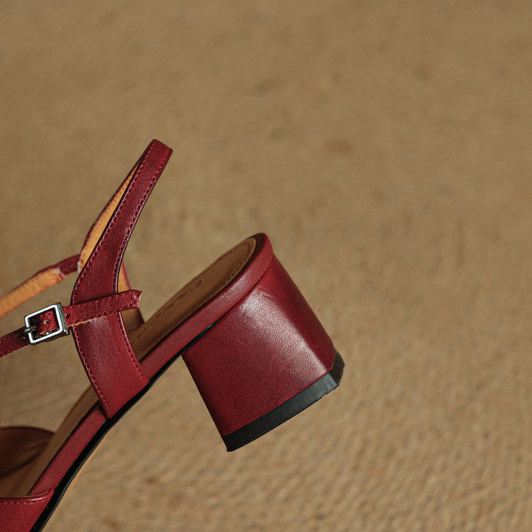 Closed-toe block-heel buckle sandals for women | Cecelia -6
