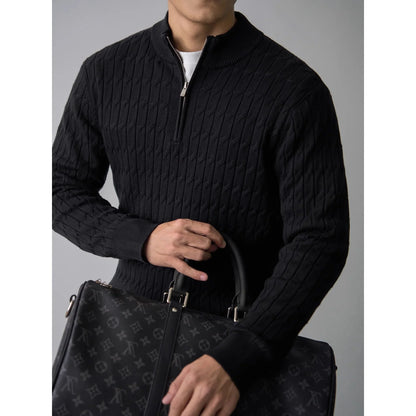 Cable-knit half-zip warm pullover for men | Ellison -24