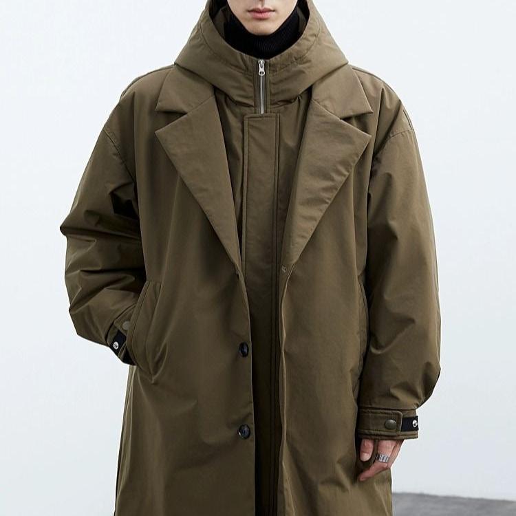 Long hooded zip-front tailored overcoat for men | Kensington -5