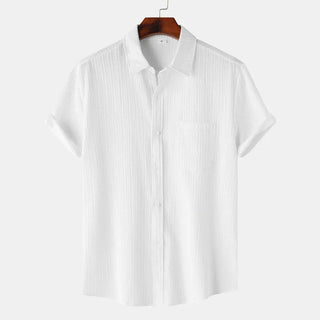 Linen-cotton spread-collar summer shirt for men | Coastal -9
