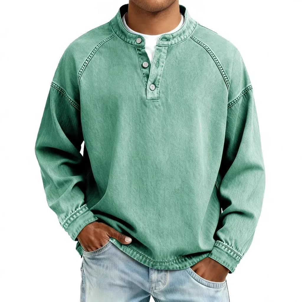 Rowan | Men's Vintage Denim Henley Pullover