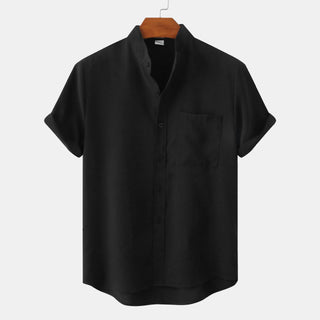 Collarless short-sleeve casual summer shirt for men | Matteo -1