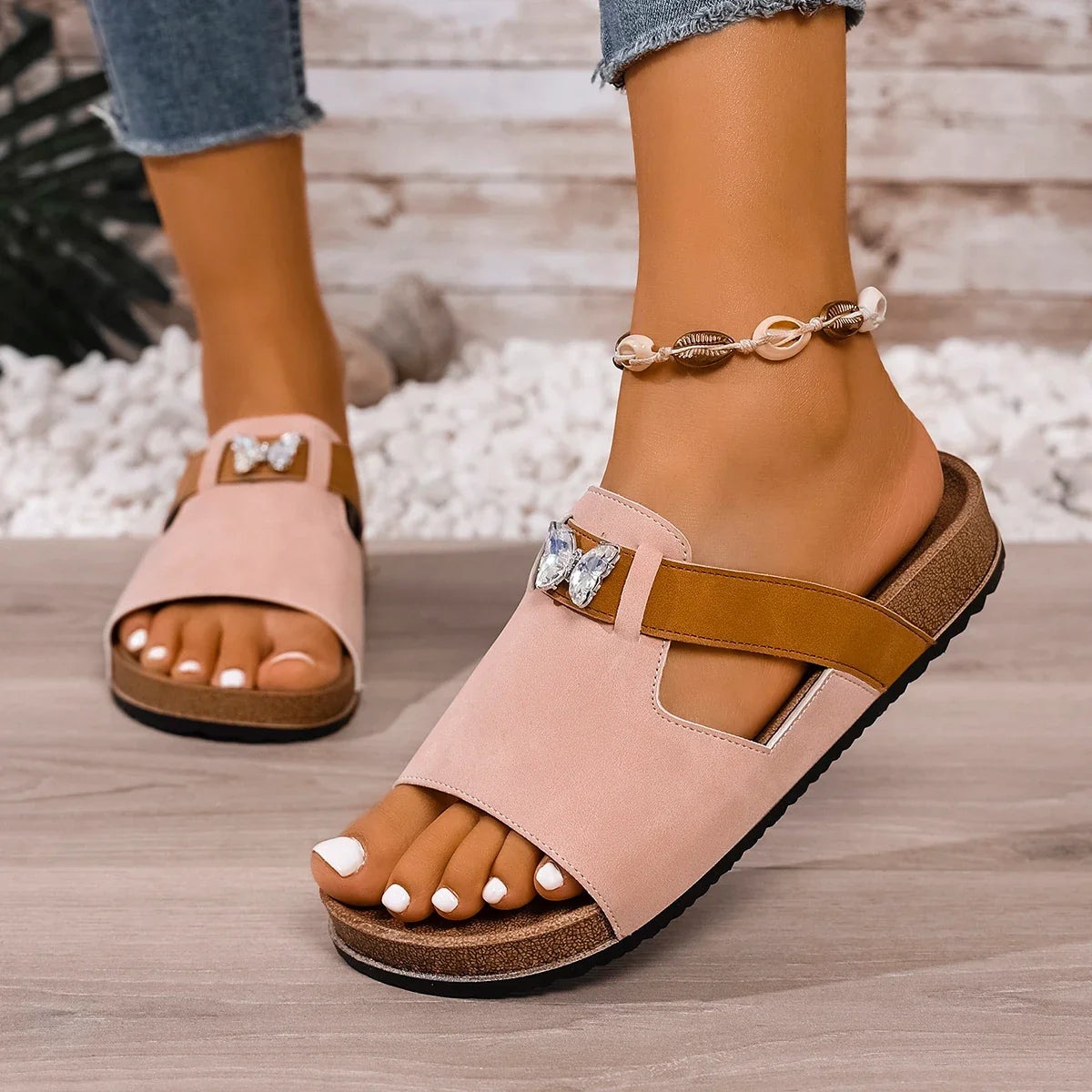 Jasper | Cork Sole Buckle Slide Sandal