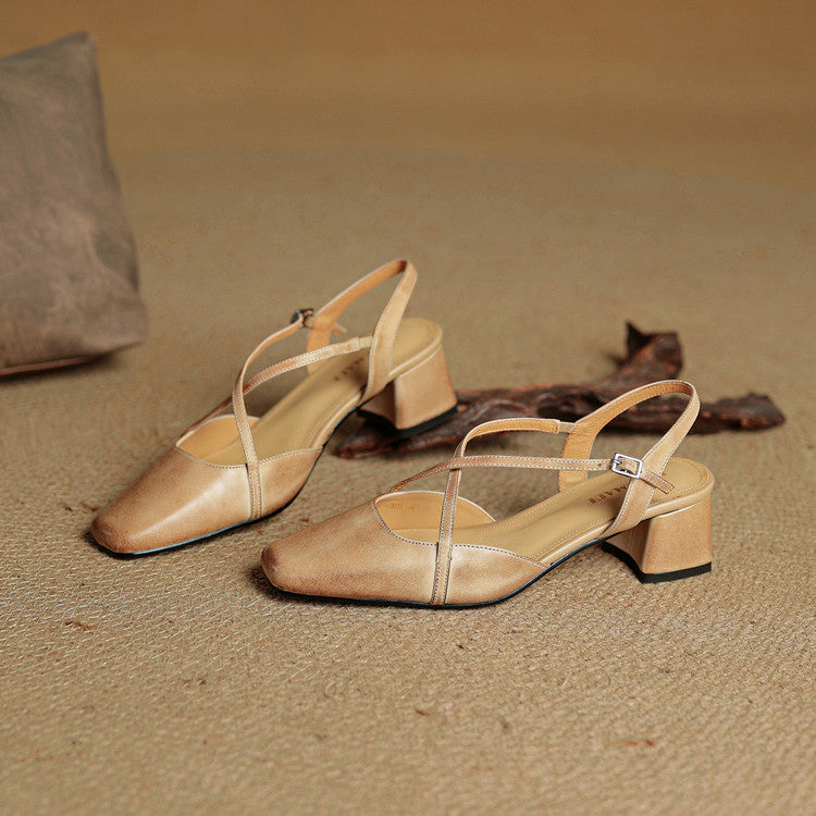 Closed-toe block-heel buckle sandals for women | Cecelia -14