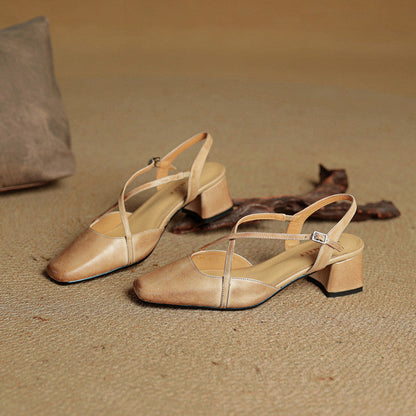 Closed-toe block-heel buckle sandals for women | Cecelia -14