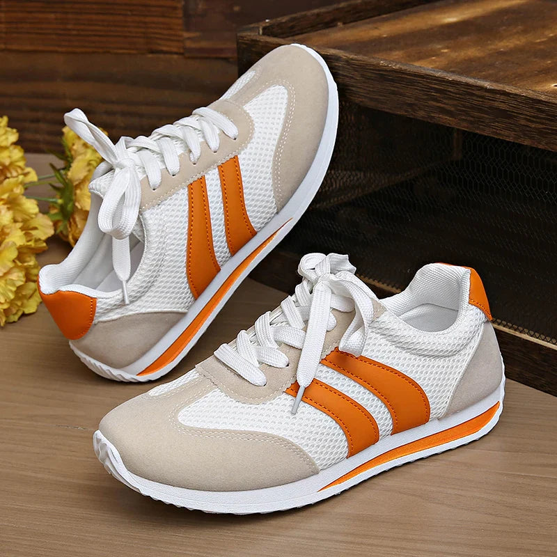 Breathable striped shock-absorbing everyday trainers for women | Isoria -5