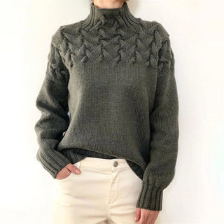 Elvarra | Women's Cable Knit Turtleneck Pullover Sweater