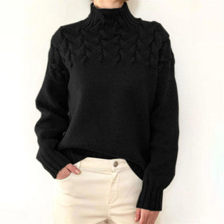 Elvarra | Women's Cable Knit Turtleneck Pullover Sweater